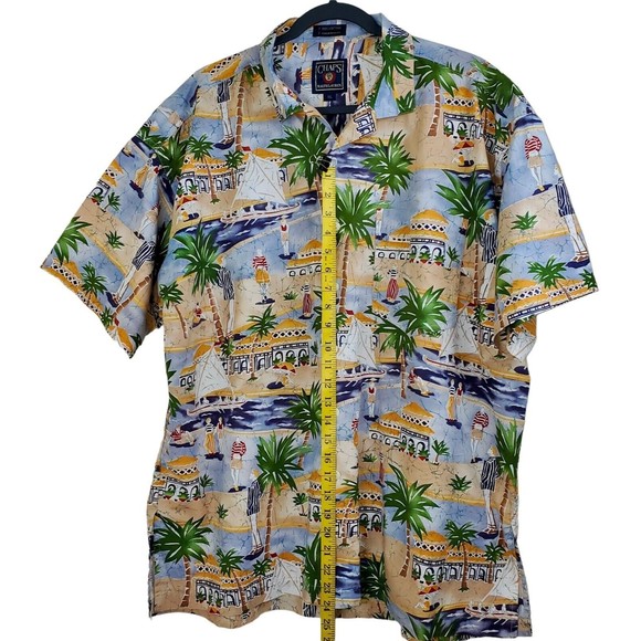 Men's Chaps Multicolored Hawaiian Shirt Short Sleeve Button Up Palm Trees, Sz XL - Picture 5 of 13
